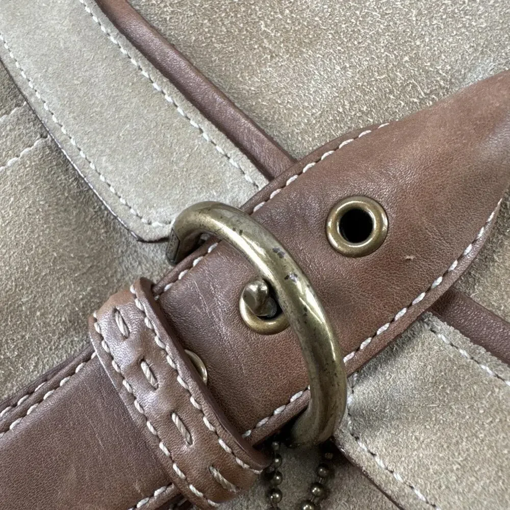 Coach Soho Suede Satchel Bag Womens Medium Beige Leather Top Handle 9674